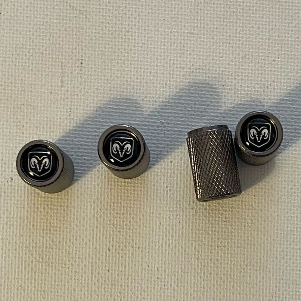 Dodge Logo Valve Stem Caps in Gray set of 4 NWT